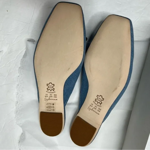 Anthropologie Guillermina Blue Denim Bow Flats NIB - Picture 5 of 7